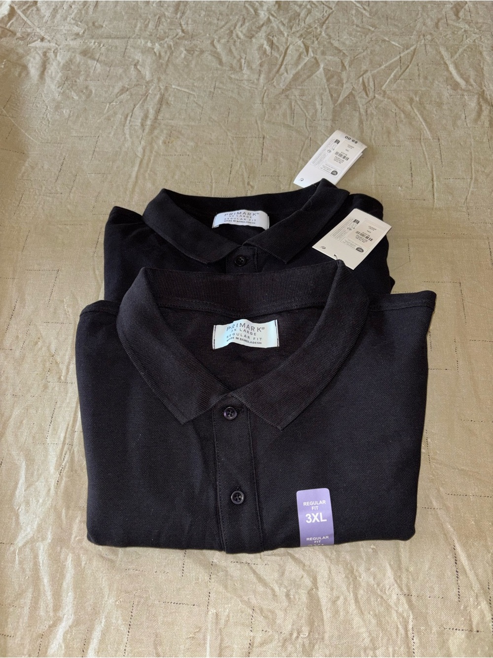Primark Men’s Black Polo Shirts - 3XL lot of 2 NWT